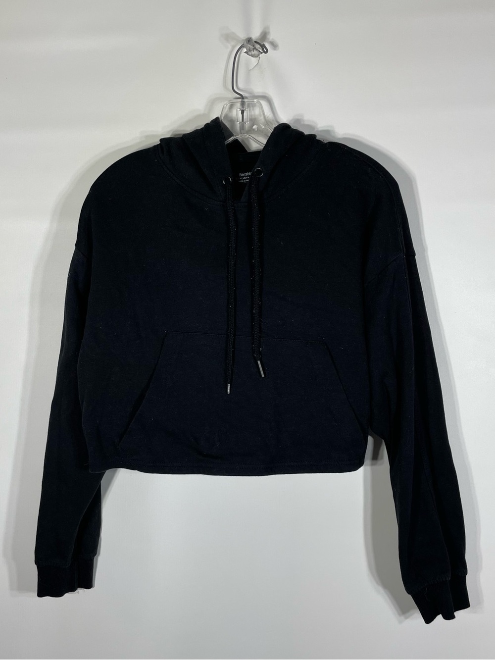 Bershka Women’s Medium Cropped Black Hoodie Casual Pullover